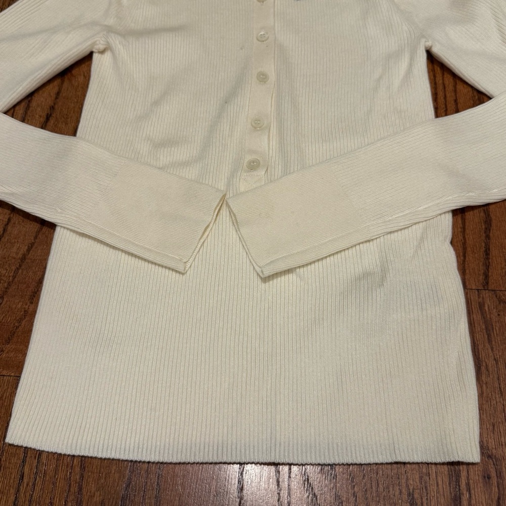 J.Crew Ribbed Scoopneck Cardigan Sweater in Milk White (New With Tags - Flawed) - Picture 4 of 7